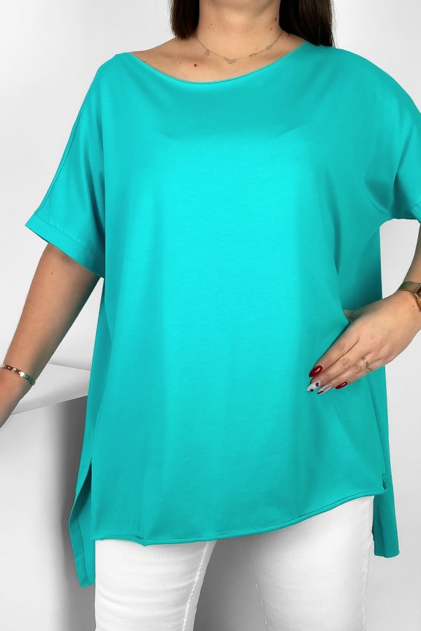 Bluzka damska oversize w kolorze miętowym dłuższy tył gładka Marsha 2