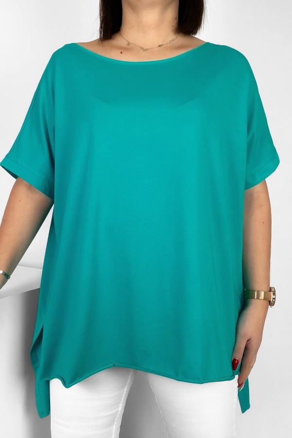 Bluzka damska oversize w kolorze tiffany dłuższy tył gładka Marsha