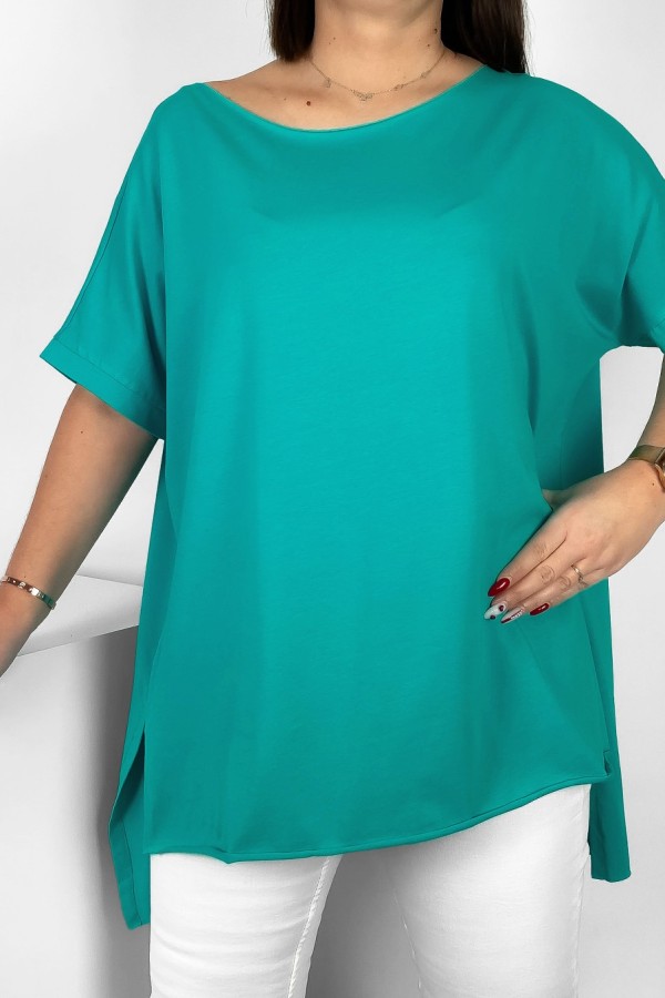 Bluzka damska oversize w kolorze tiffany dłuższy tył gładka Marsha 1