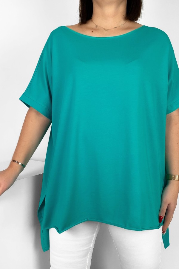 Bluzka damska oversize w kolorze tiffany dłuższy tył gładka Marsha 2
