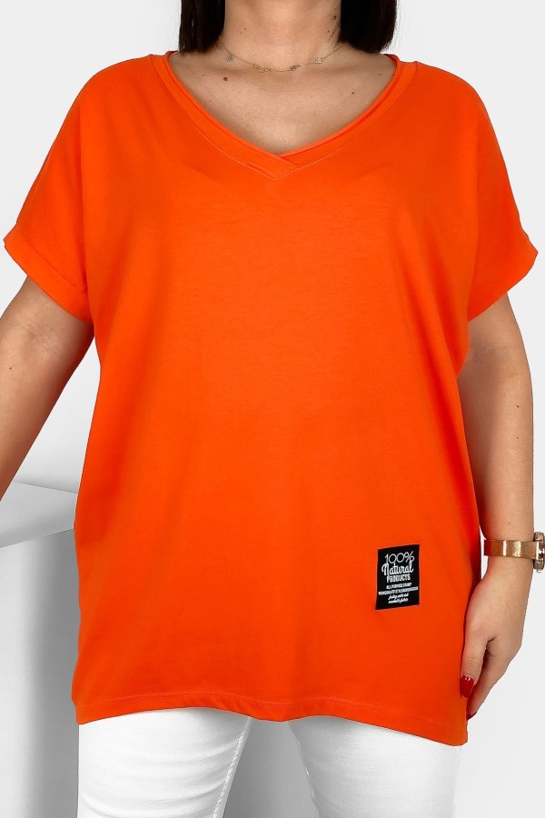 Luźna bluzka damska w kolorze pomarańczowym dekolt w serek V casual Gabby