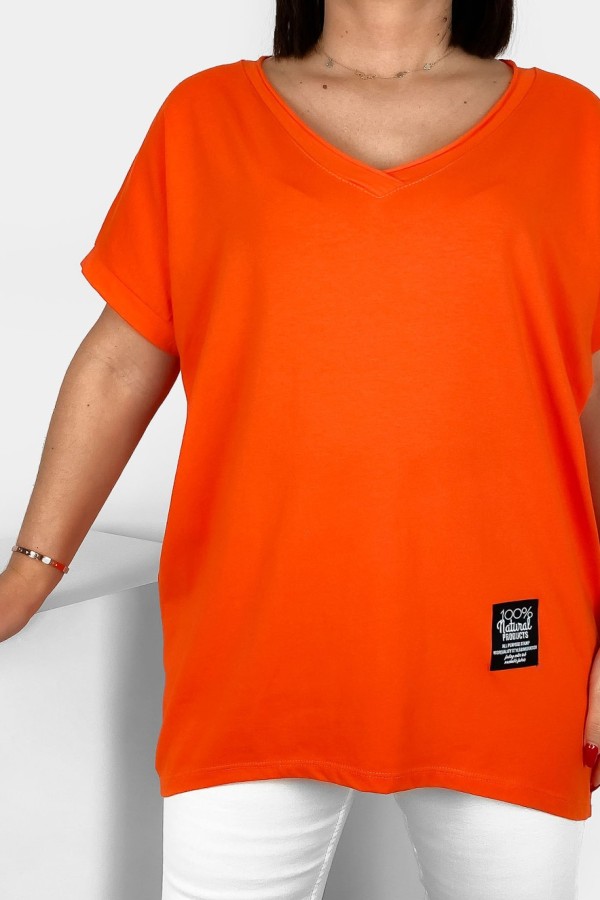 Luźna bluzka damska w kolorze pomarańczowym dekolt w serek V casual Gabby 1