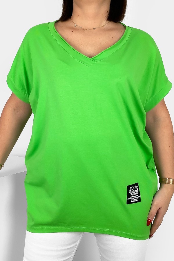 Luźna bluzka damska w kolorze jasnej zieleni dekolt w serek V casual Gabby 2