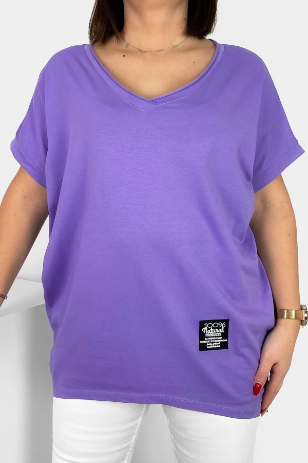 Luźna bluzka damska w kolorze fioletowym dekolt w serek V casual Gabby