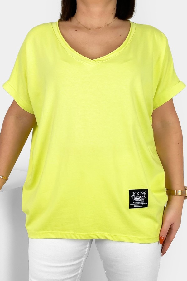 Luźna bluzka damska w kolorze cytrynowym dekolt w serek V casual Gabby 2