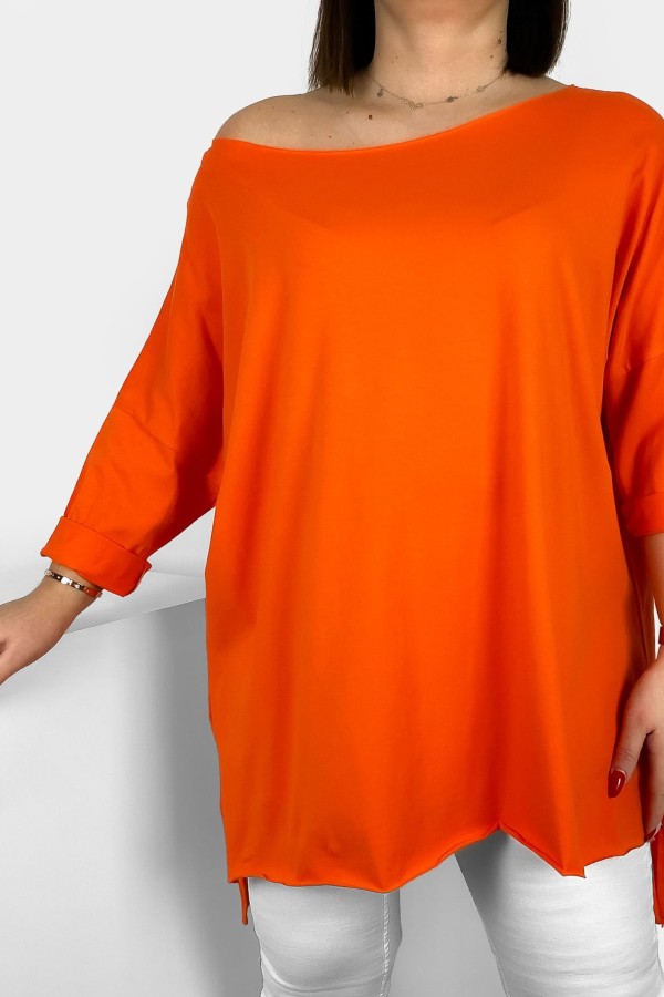 Tunika bluzka damska w kolorze pomarańczowym oversize dłuższy tył gładka Gessa 2
