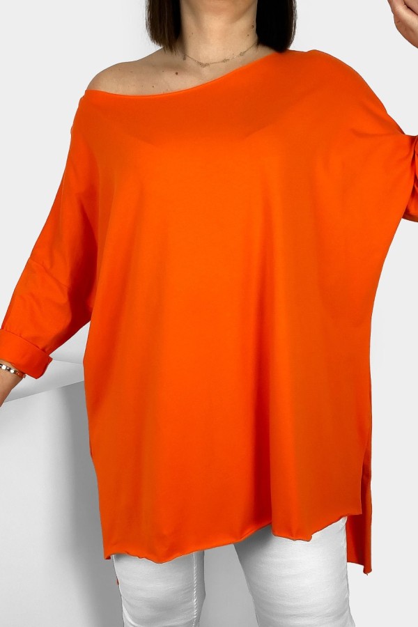 Tunika bluzka damska w kolorze pomarańczowym oversize dłuższy tył gładka Gessa 1