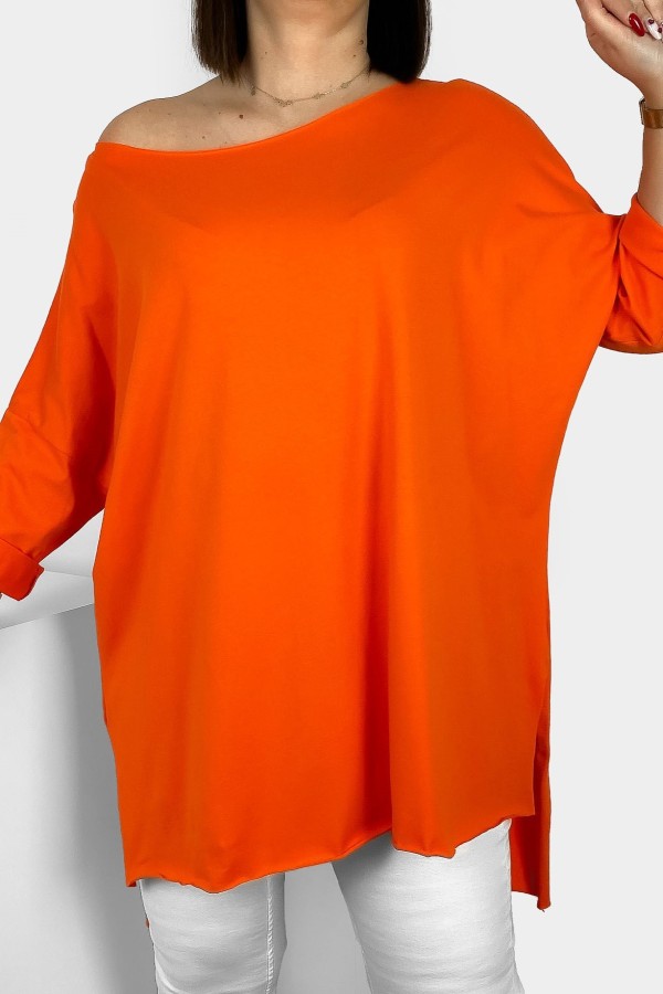 Tunika bluzka damska w kolorze pomarańczowym oversize dłuższy tył gładka Gessa
