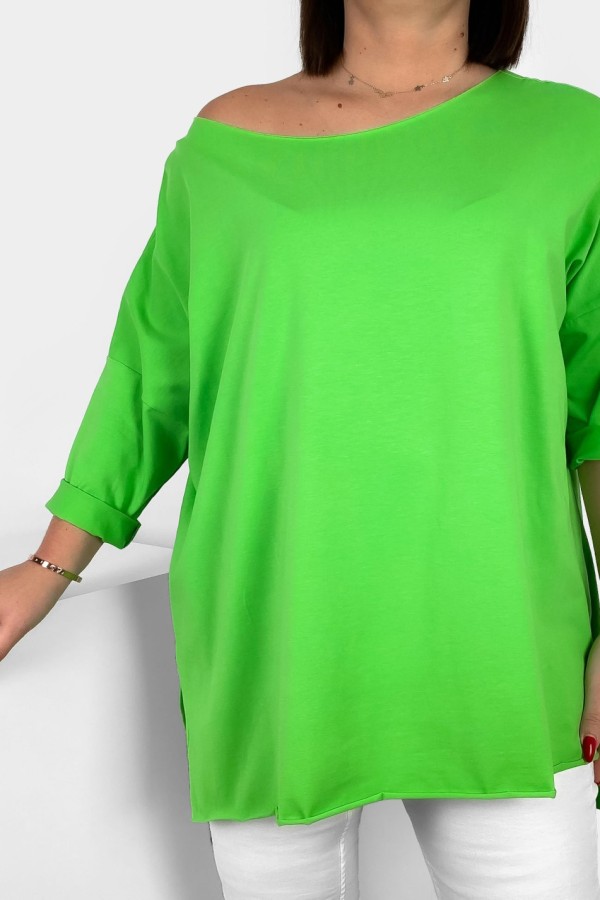 Tunika bluzka damska w kolorze jasnej zieleni oversize dłuższy tył gładka Gessa 2