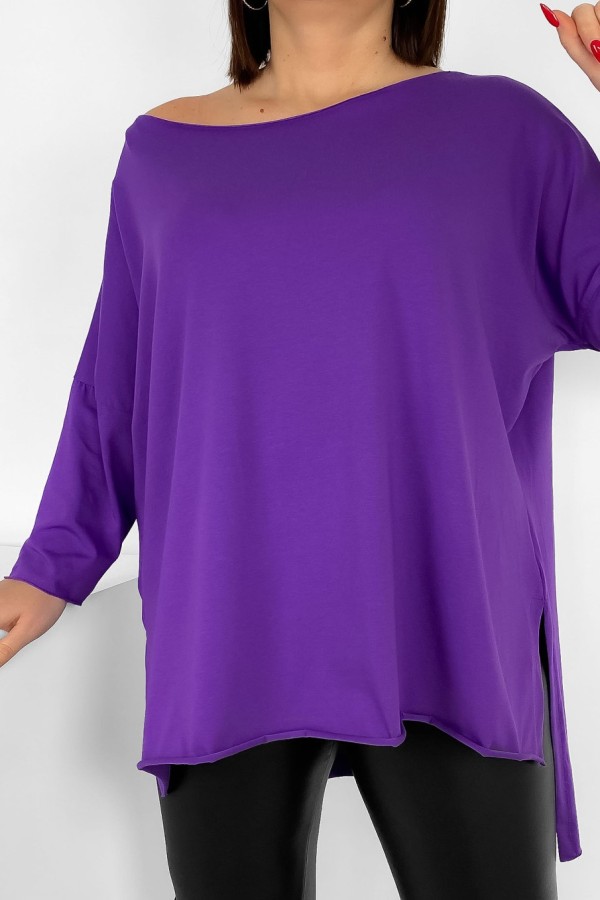 Tunika bluzka damska w kolorze fioletowym oversize dłuższy tył gładka Gessa 1