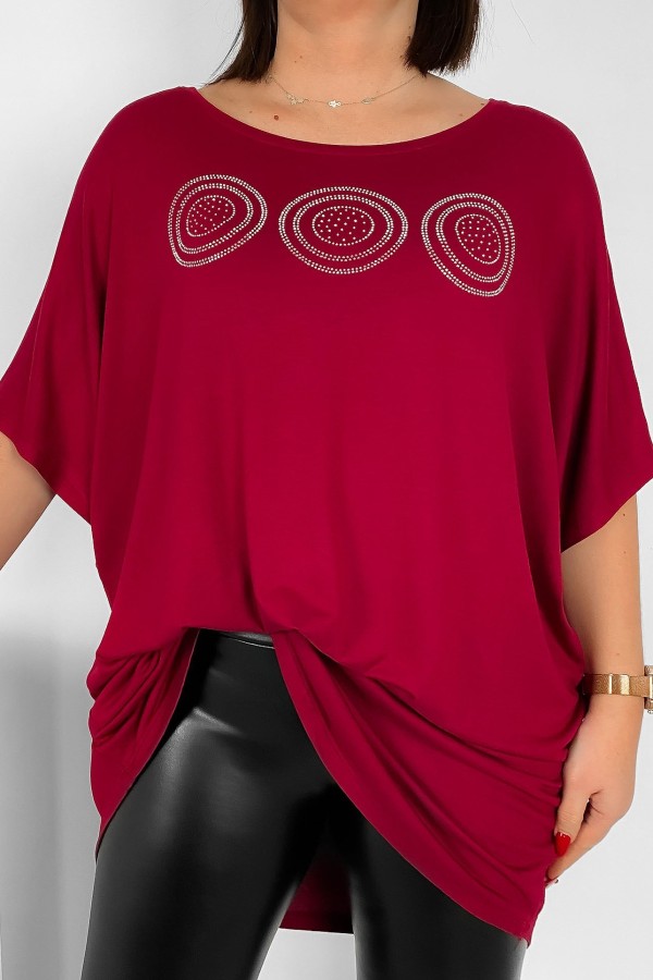Tunika plus size luźna bluzka z wiskozy w kolorze bordowym dżety Inez