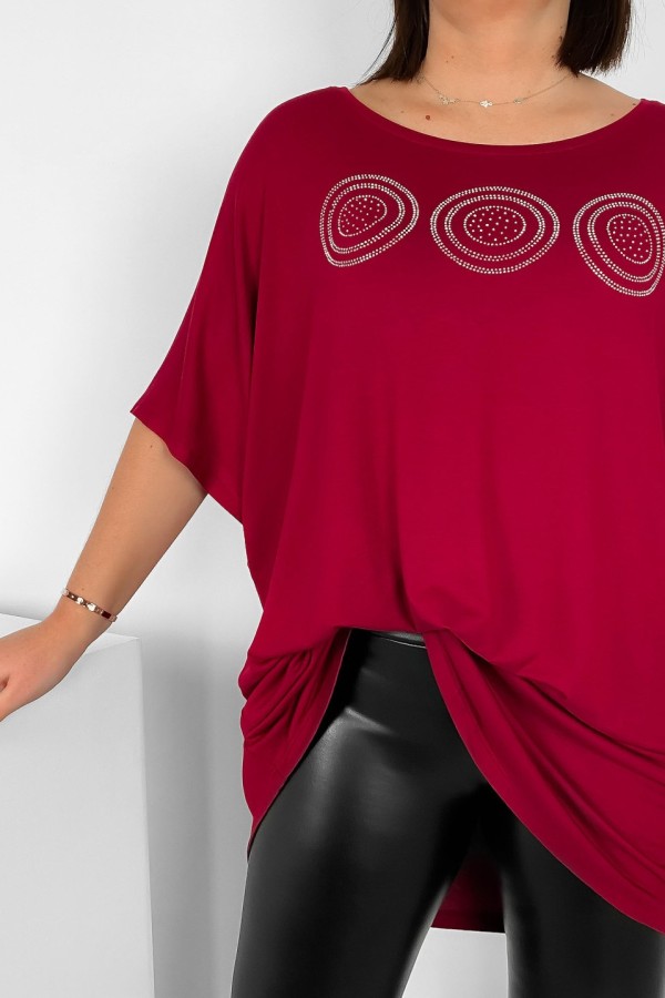 Tunika plus size luźna bluzka z wiskozy w kolorze bordowym dżety Inez 1
