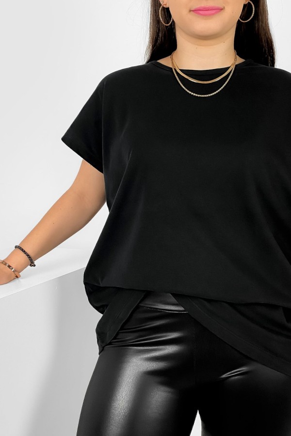 Nietoperz gładki T-shirt damski plus size w kolorze czarnym Bessy 1
