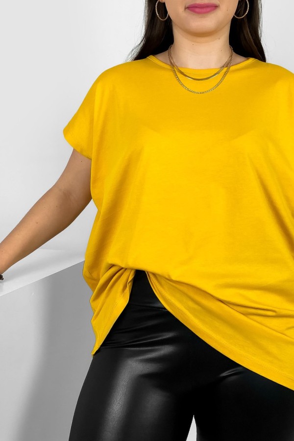 Nietoperz gładki T-shirt damski plus size w kolorze miodowym Bessy 1