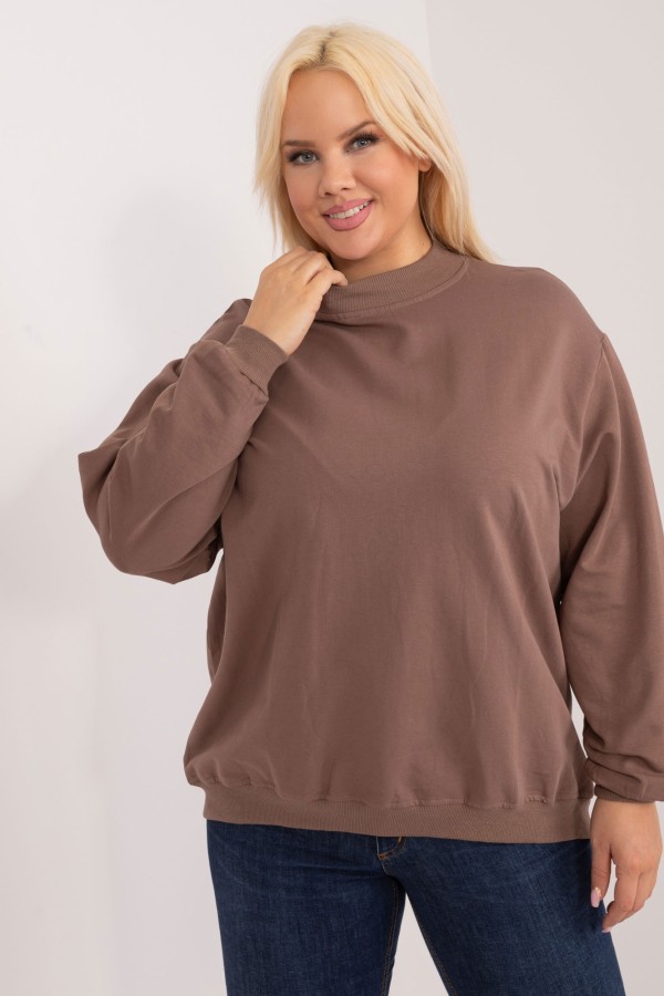 Bluza damska plus size w kolorze brązowym oversize basic Ravena