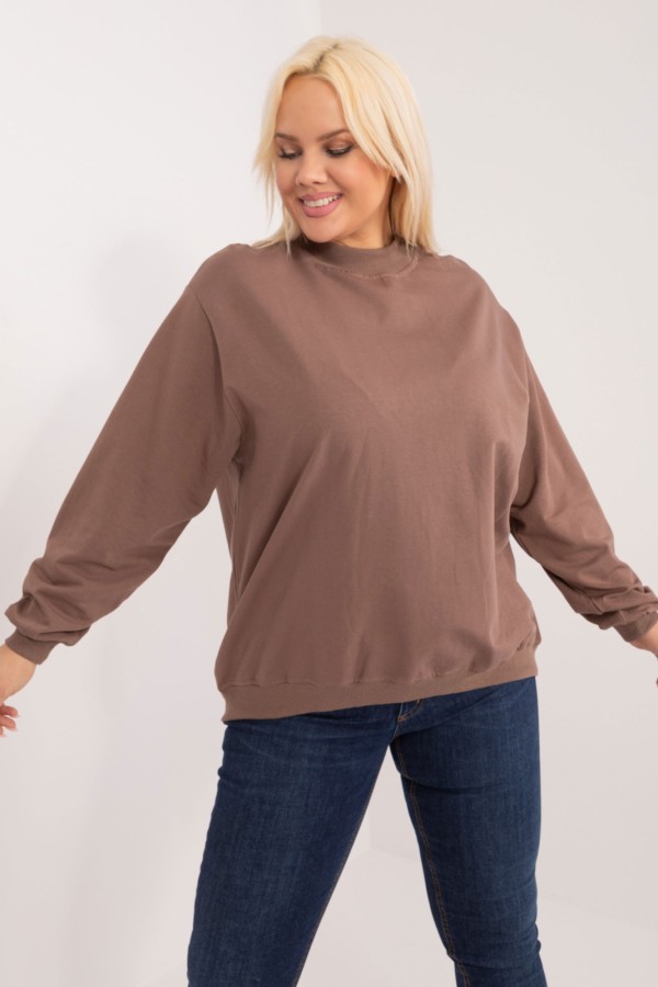 Bluza damska plus size w kolorze brązowym oversize basic Ravena 3