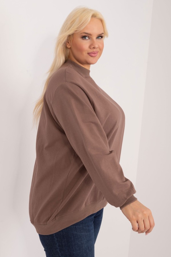 Bluza damska plus size w kolorze brązowym oversize basic Ravena 2