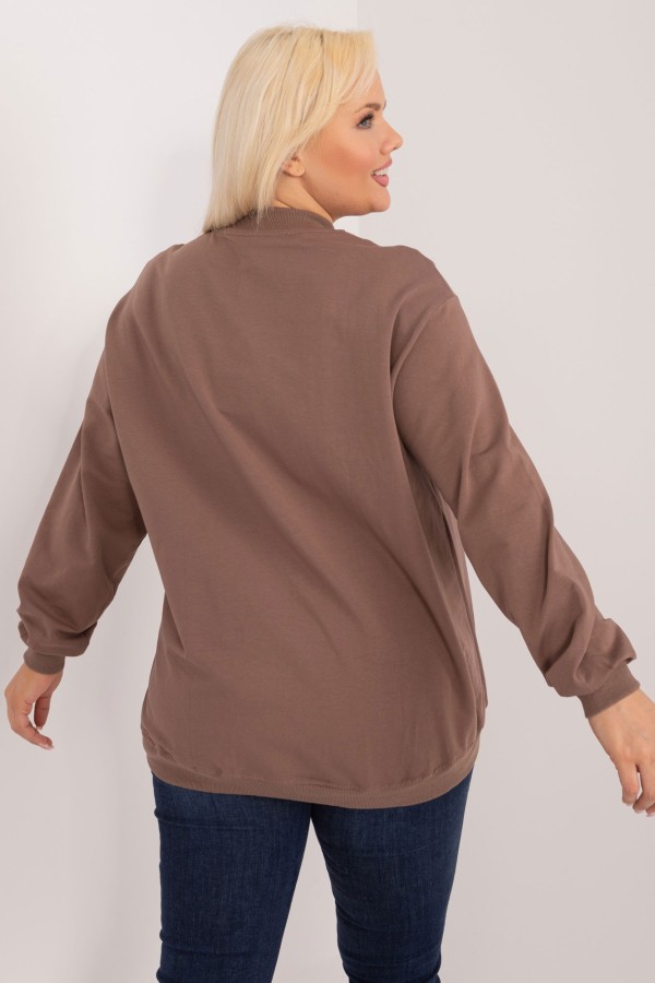 Bluza damska plus size w kolorze brązowym oversize basic Ravena 4