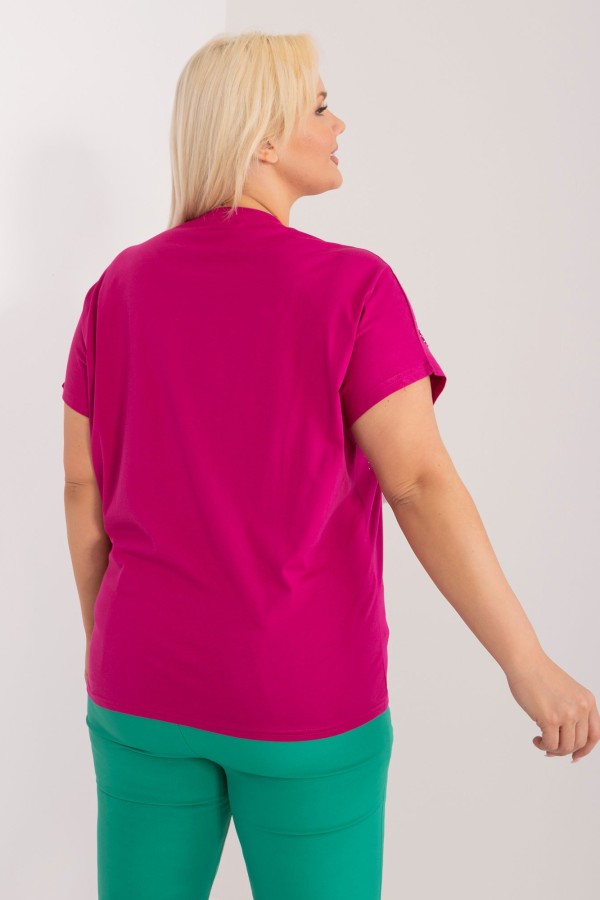 Bluzka damska plus size w kolorze magenta nietoperz aplikacja print dżety Justy 4