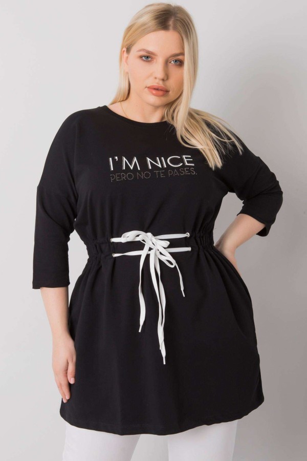 Tunika dresowa plus size w kolorze czarnym z wiązaniem Nicee 3