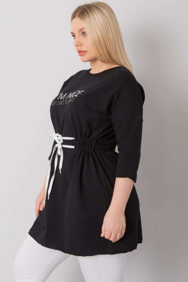 Tunika dresowa plus size w kolorze czarnym z wiązaniem Nicee 4