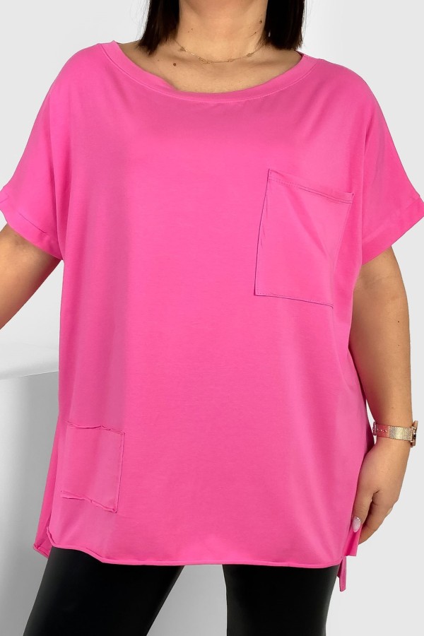 Bluzka oversize w kolorze różowym dłuższy tył kieszeń Tanisha