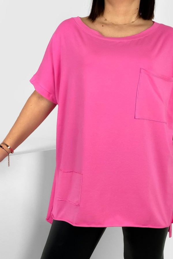 Bluzka oversize w kolorze różowym dłuższy tył kieszeń Tanisha 1