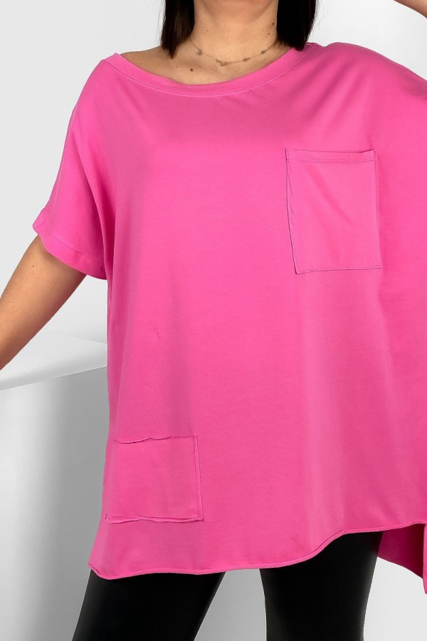 Bluzka oversize w kolorze różowym dłuższy tył kieszeń Tanisha 2