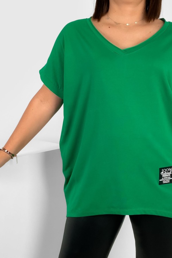 Luźna bluzka damska w kolorze zielonym dekolt w serek V casual Gabby 1
