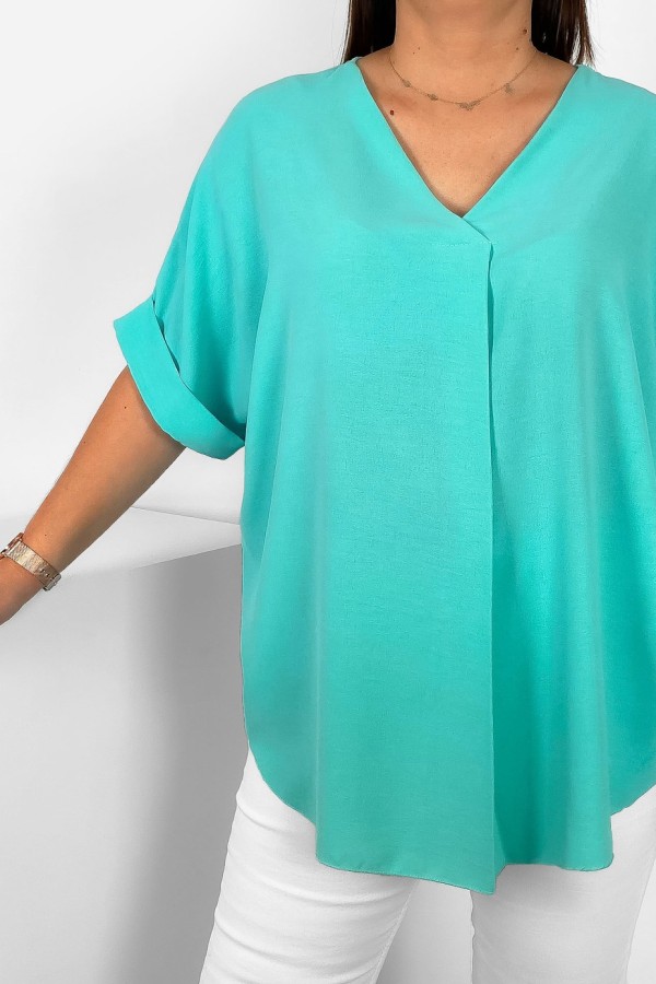 Elegancka bluzka oversize koszula w kolorze miętowym Asha 2