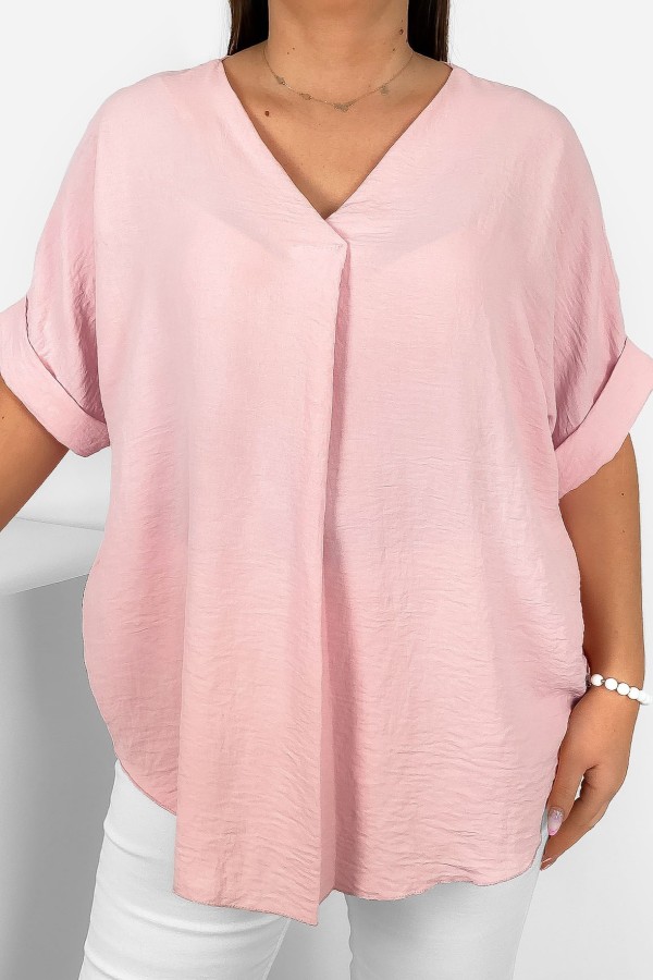 Elegancka bluzka oversize koszula w kolorze pudrowym Asha