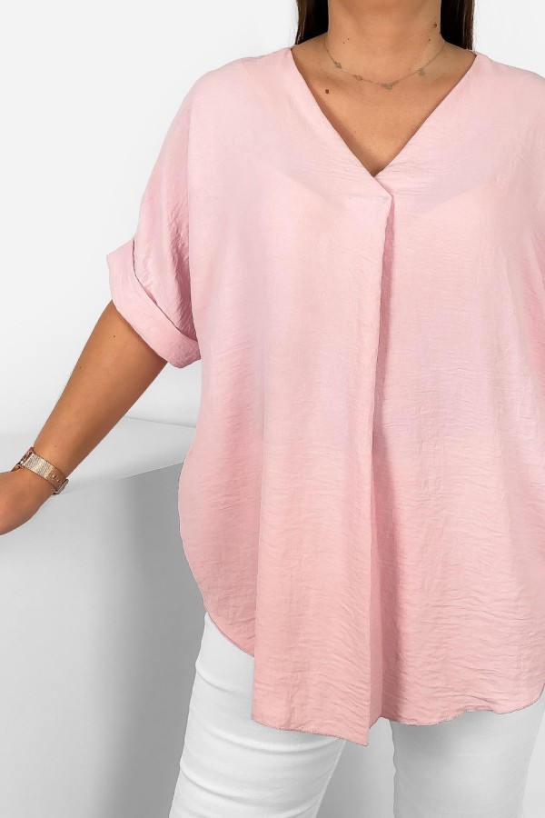 Elegancka bluzka oversize koszula w kolorze pudrowym Asha 1
