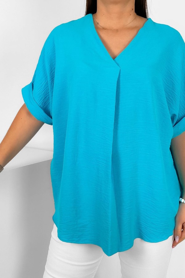 Elegancka bluzka oversize koszula w kolorze turkusowym Asha 2