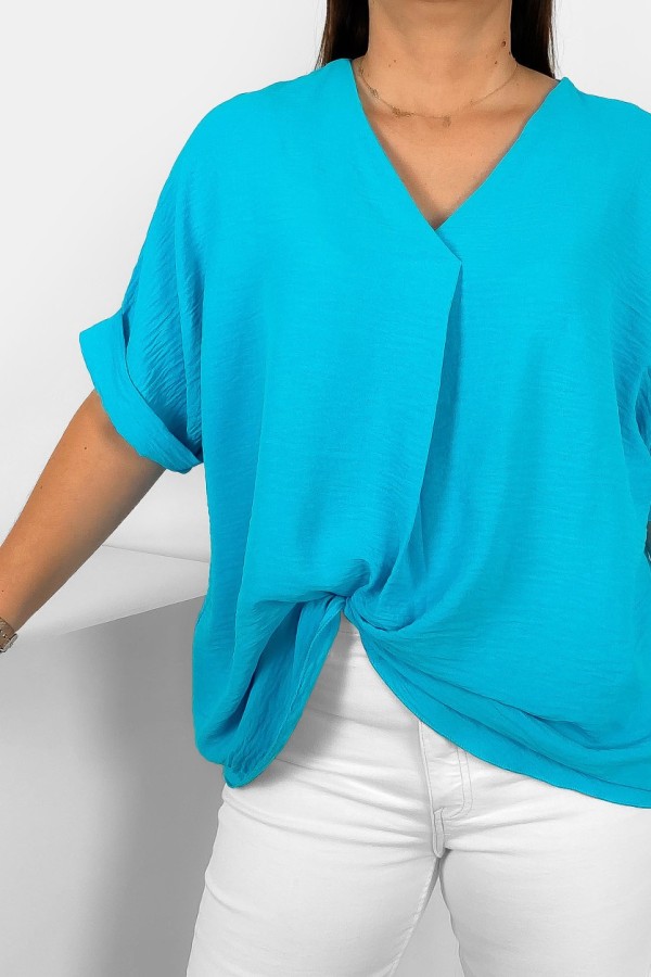 Elegancka bluzka oversize koszula w kolorze turkusowym Asha 1