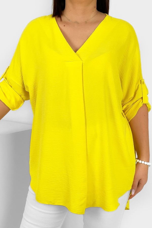 Elegancka bluzka oversize koszula w kolorze żółtym podpinany rękaw Klee