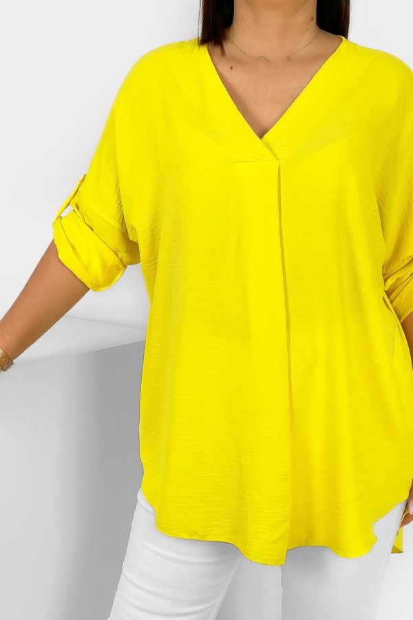 Elegancka bluzka oversize koszula w kolorze żółtym podpinany rękaw Klee 1