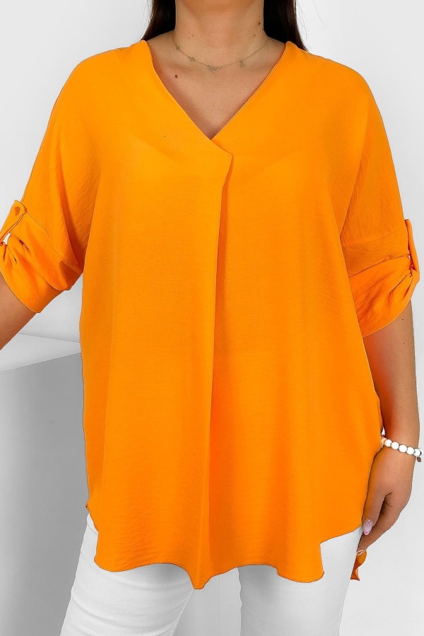 Elegancka bluzka oversize koszula w kolorze pomarańczowym podpinany rękaw Klee