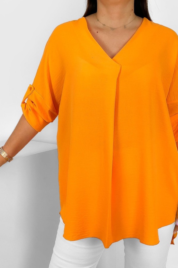 Elegancka bluzka oversize koszula w kolorze pomarańczowym podpinany rękaw Klee 1