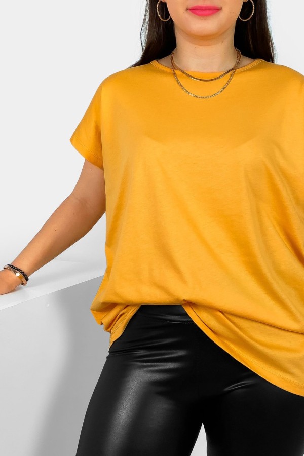 Nietoperz gładki T-shirt damski plus size w kolorze jasny pomarańczowy Bessy 1