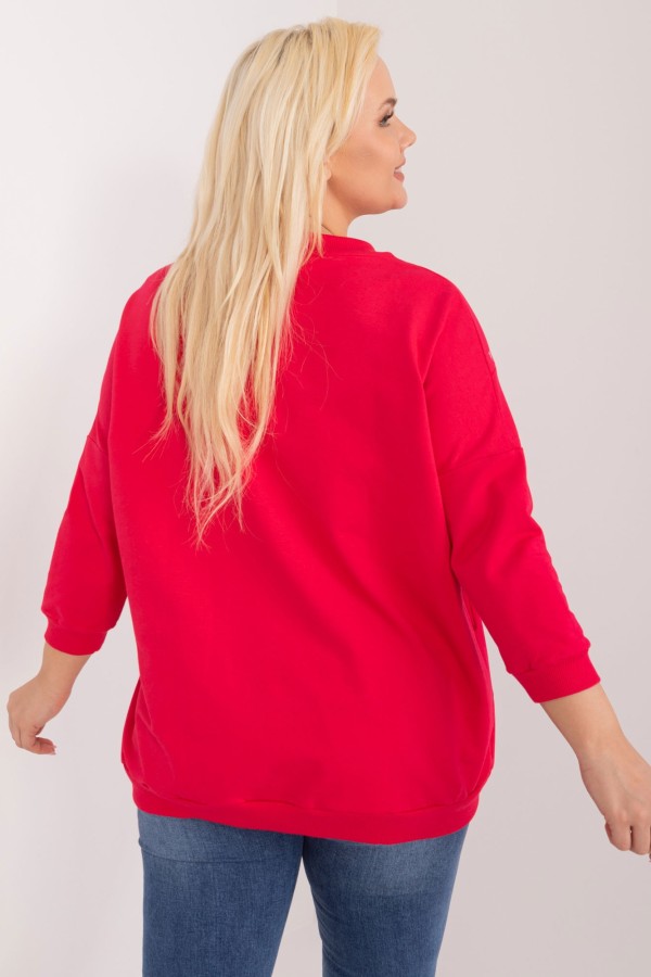 Lekka bluza damska plus size w kolorze czerwonym kieszenie przeszycia Desire 4