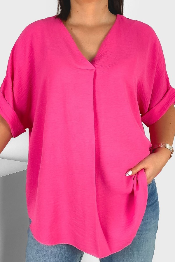 Elegancka bluzka oversize koszula w kolorze różowym Asha