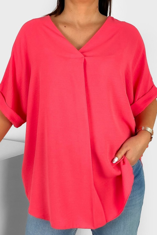 Elegancka bluzka oversize koszula w kolorze koralowym Asha