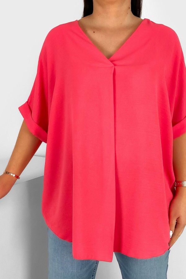 Elegancka bluzka oversize koszula w kolorze koralowym Asha 2