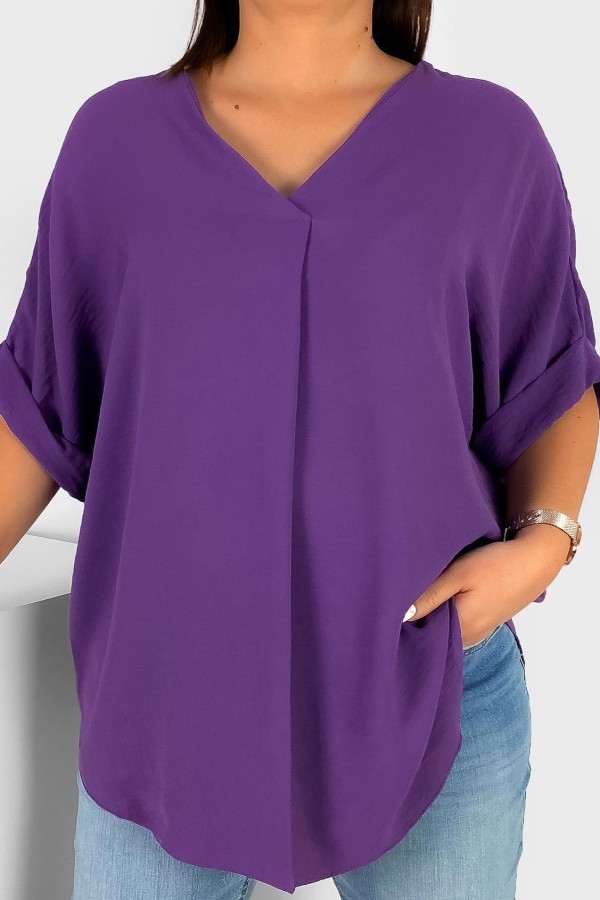 Elegancka bluzka oversize koszula w kolorze jagodowym Asha