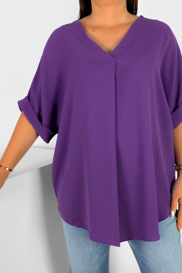 Elegancka bluzka oversize koszula w kolorze jagodowym Asha 2