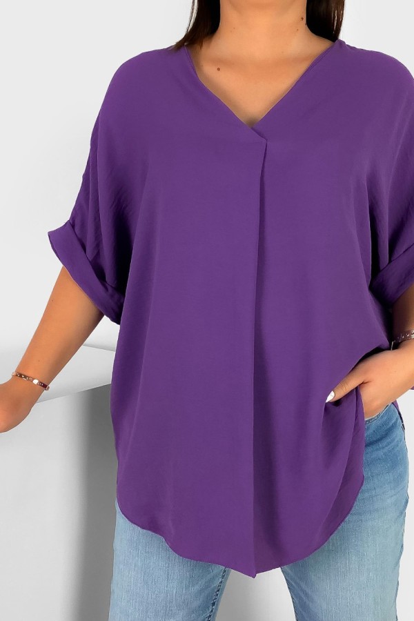 Elegancka bluzka oversize koszula w kolorze jagodowym Asha 1