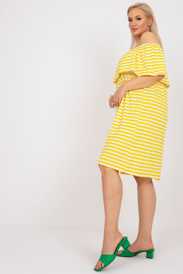 Sukienka hiszpanka plus size w żółte paseczki falbana Ismena 8