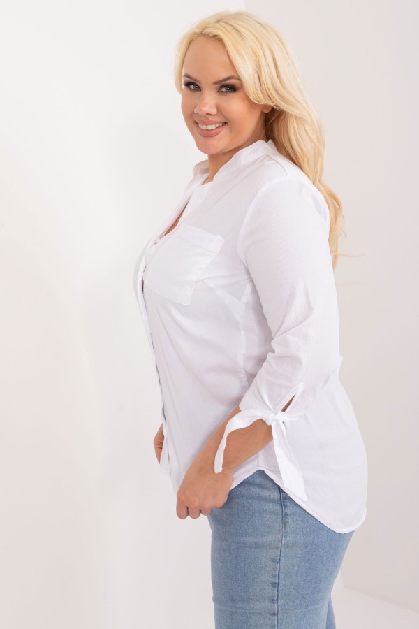 Koszula damska plus size w kolorze białym wiązany rękaw Kasjana 4