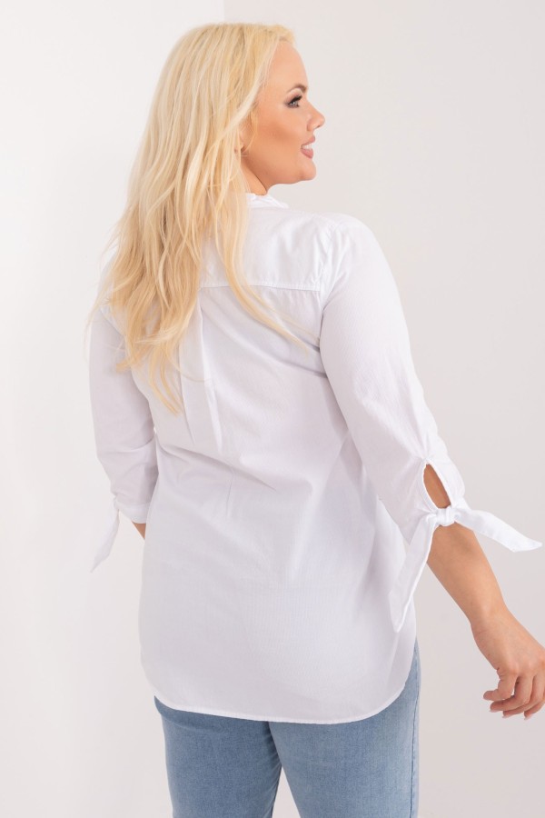 Koszula damska plus size w kolorze białym wiązany rękaw Kasjana 3
