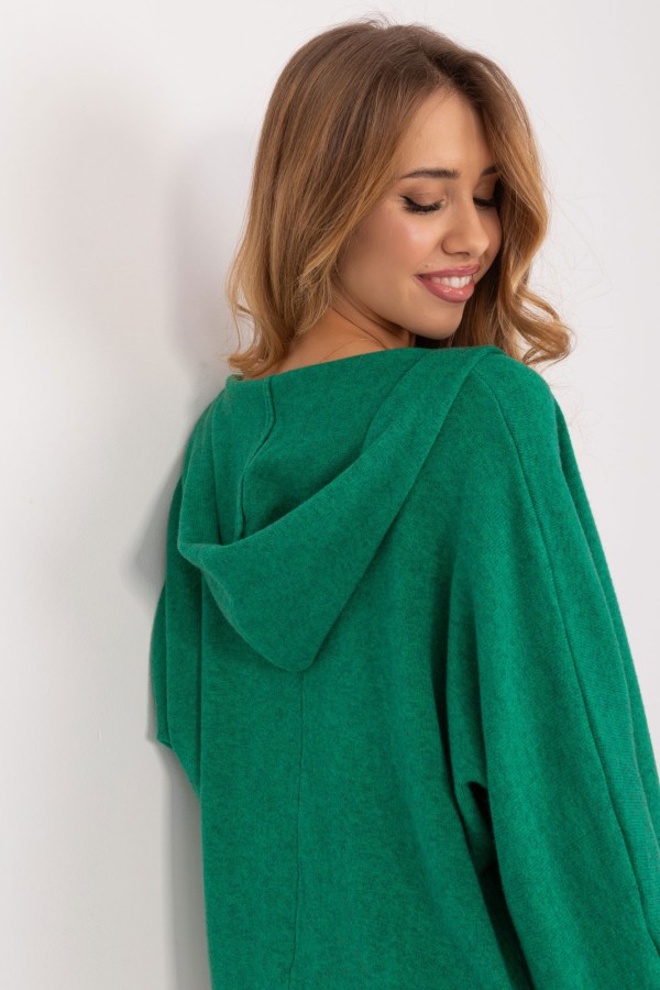 Sweter damski oversize w kolorze zielonym narzutka milutki kardigan z kapturem Twist 3